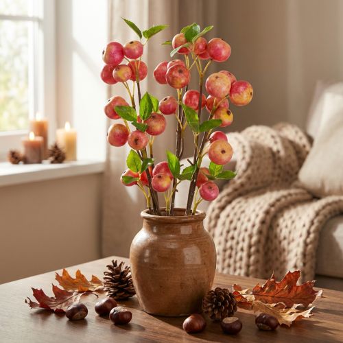 Zierapfel Deko-Zweige Gelb Rot 58cm 3er Set