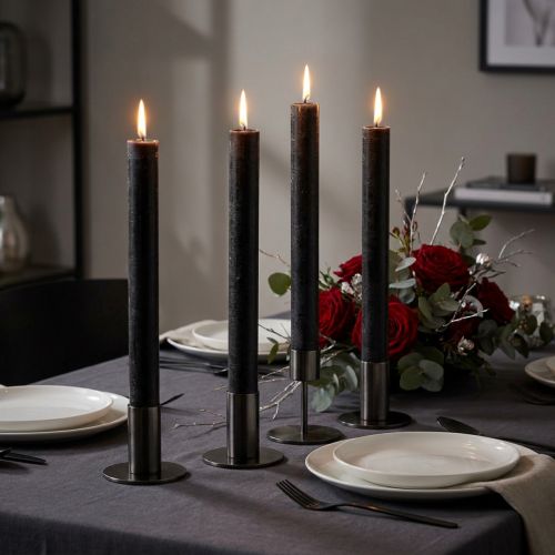 Elegante Schwarze Stabkerzen Durchgefärbt 34x300mm für Deko & Events | Floristik21.de