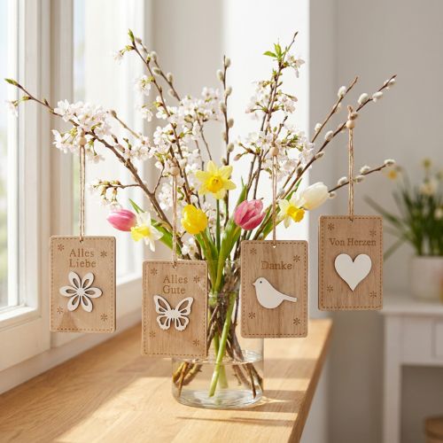 Anhänger Holz Schild mit Spruch Frühlingsdeko 8×12cm 8 St | Floristik21.de
