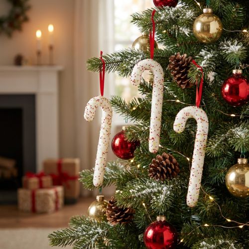 Zuckerstangen Hänger Weiß Bunt Glitter Deko 30cm 4er Set | Floristik21.de