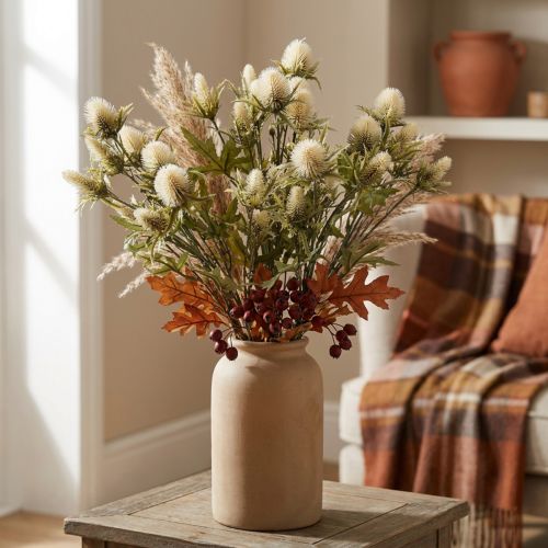 Distel künstlich Deko-Zweig Creme 10 Blütenköpfe 68cm 3St | Floristik21.de