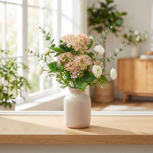 Schneeballbusch Grün Rosa Weiß künstlich 49cm | Floristik21.de