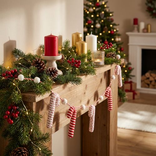 Zuckerstangen Girlande Weihnachten Rot Weiß Dekoration 120cm | Floristik21.de
