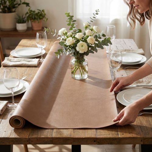 Kunstleder Braun Dekostoff Leder Tischband 33cm×1,35m | Floristik21.de