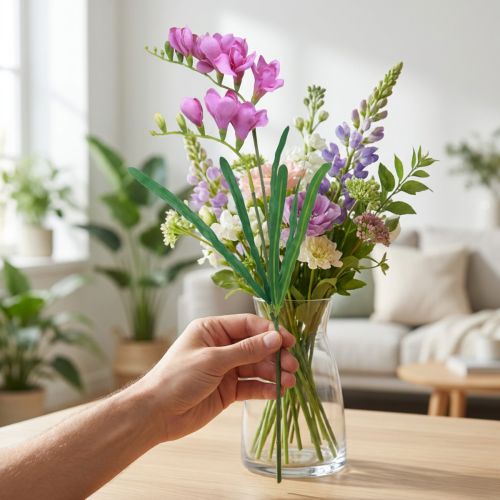 Künstliche Gartenblumen Freesie Lila 58cm | Floristik21.de