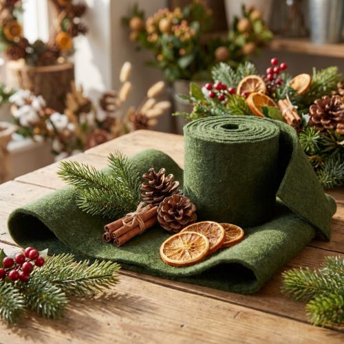 Filzband Wollband Bastelfilz Filzrolle Dunkelgrün 15cm 5m | Floristik21.de