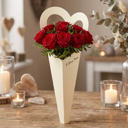 Blumentüte Rosen Geschenkverpackung Creme 46cm 12 St | Floristik21.de