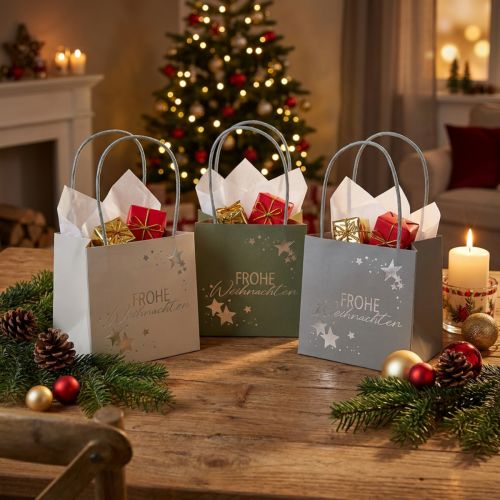 Artikel Weihnachts-Geschenktüte Papier 12cm 6er Set umweltfreundlich