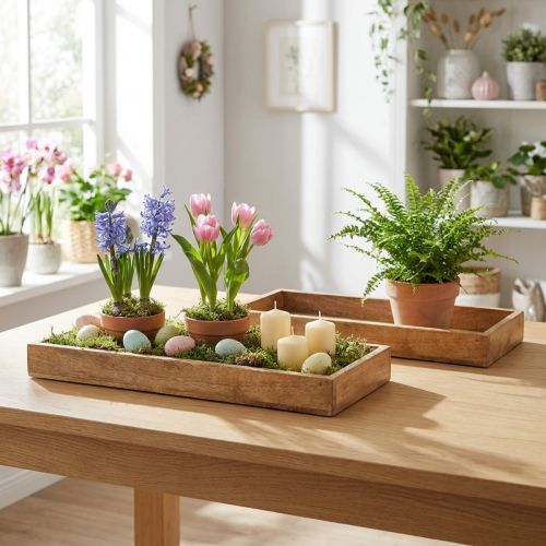 Holztablett Rechteckig Deko Tablett Holz 39×15,5×4,5cm 2St | Floristik21.de