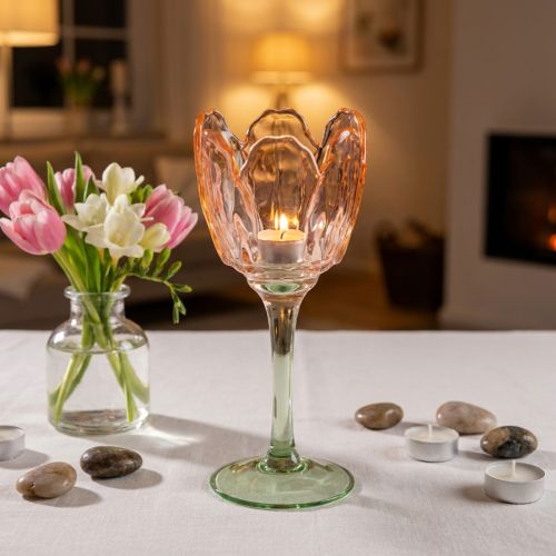 Artikel Teelichthalter Glas Tulpenform 20cm Innenbereich Dekoration