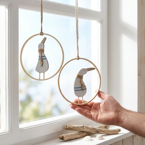Hängedeko Fenster Ø15cm Holzring Ente 4er Set