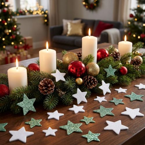 Streudeko Weihnachten Streusterne Grün Weiß Ø4/5cm 40 St | Floristik21.de