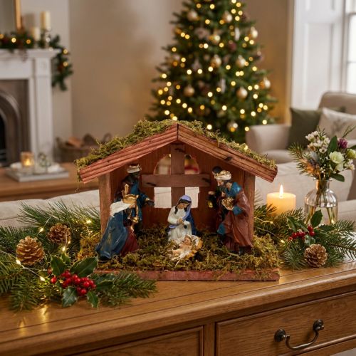 Krippe Weihnachten 20cm x 9cm x 14cm | Floristik21.de