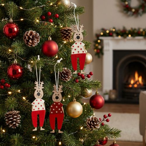 Rentiere zum Hängen, Weihnachtsdeko, Christbaumschmuck, Holzdeko für den Advent H13cm 8 St | Floristik21.de