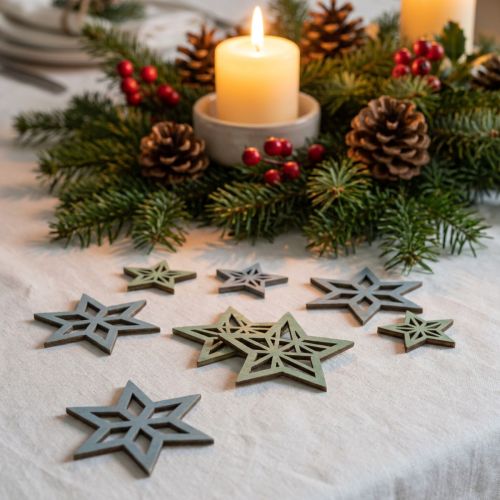 Deko Sterne Holz Blau, Grün Holzsterne Weihnachten 4cm Mix 36St | Floristik21.de