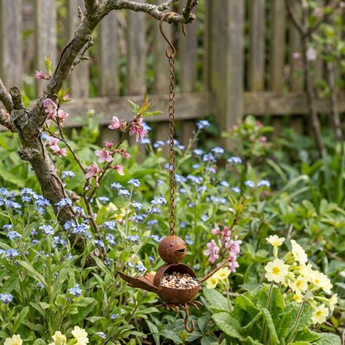 Artikel Metallvogel Garten Futterstelle Vogel Rost Deko 13cm