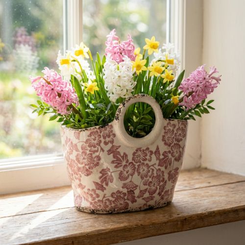 Pflanzentopf Keramik 21cm mit floralem Muster