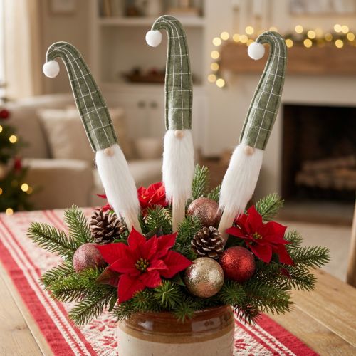 Weihnachtsmann am Stab Weihnachtswichtel Grün 57cm 4 St - Skandi Deko | Floristik21.de