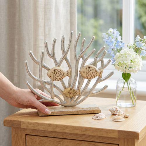 Artikel Tischdeko Maritim Holz Metall Koralle Fische 30cm