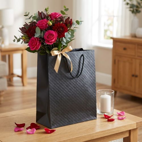 Elegante Schwarze Geschenktasche 26×12×32 cm Hochwertig | Floristik21.de
