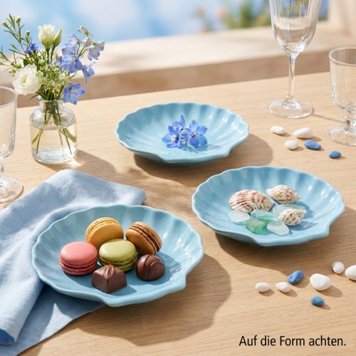 Artikel Keramik Muschelteller Set 3 St Blau Weiß Maritim Deko 14cm