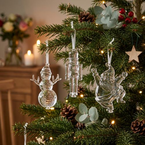 Artikel Weihnachtsfiguren Winterzauber zum Hängen Klar H10cm 3er-Set – vielseitige, moderne Festdeko