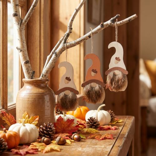 Wichtel Anhänger Holz Deko Herbstwichtel 21×10,5cm 4 St | Floristik21.de