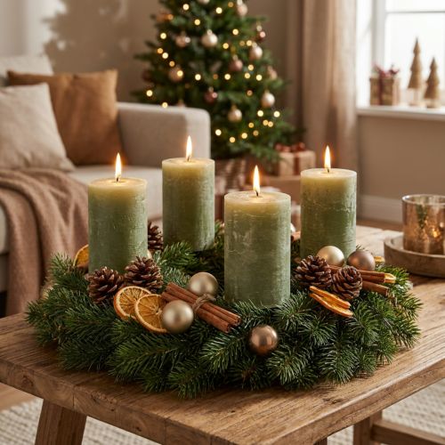 Artikel Durchgefärbte Kerzen Olivgrün Stumpenkerzen 85×120mm 2St für Adventskranz & Tischdeko