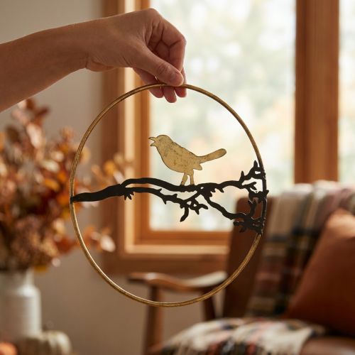 Fensterdeko Vogel Metall Ø22,5cm Herbstdeko Hängend