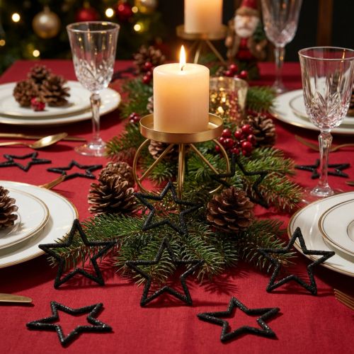 Streudeko Weihnachten Sterne Schwarz Glitter Ø4cm 120 St | Floristik21.de