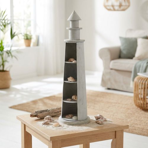 Leuchtturm Shabby Chic Creme Sommerdeko maritim Ø14,5cm H51cm | Floristik21.de