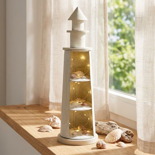 Leuchtturm Shabby Chic Creme Maritime Deko Ø13cm H41,5cm | Floristik21.de