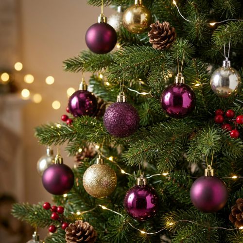 Mini-Weihnachtskugeln Lila Kunststoff Ø3cm 14 St