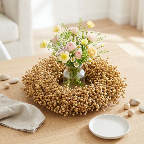 Boho Deko Kranz Flachs Dekokranz Naturkranz trocken Ø28cm | Floristik21.de