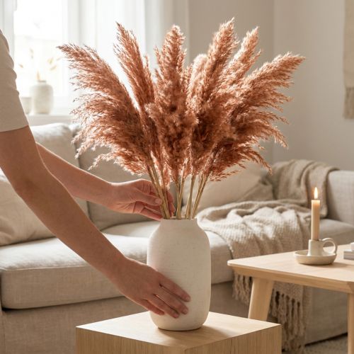 Schilfrohr Trockendeko Apricot 75cm 10 St Boho Pampasgras | Floristik21.de