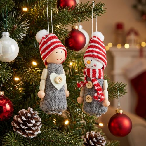 Weihnachtsdeko Figuren 10cm Grau, Rot 6St | Floristik21.de