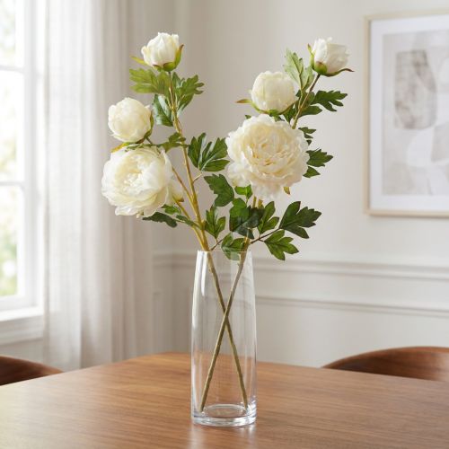 Prachtvolle künstliche Pfingstrosen Weiß Creme 81cm elegante Deko 2St | Floristik21.de