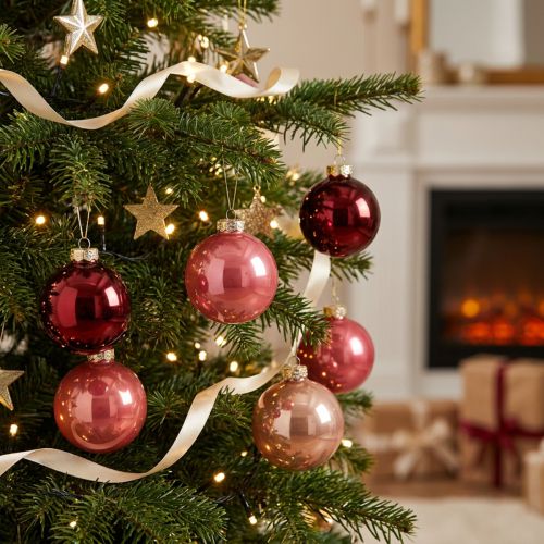 Weihnachtskugeln Glas 6cm Rot Rosa Set 24 Stück Innenbereich | Floristik21.de
