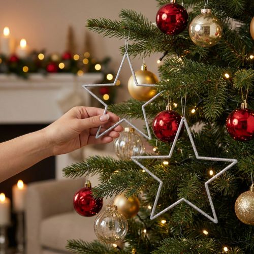 Deko Sterne Silber Christbaumschmuck Glitter 18cm 8 Stück Weihnachtsbaum Deko | Floristik21.de