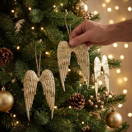 Engelsflügel Deko Anhänger Weihnachten Golden 14,5×9cm 4 St | Floristik21.de