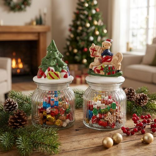 Bonbonglas mit Deckel Weihnachten - Nostalgische Deko für Festtage | Floristik21.de