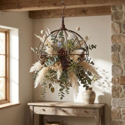 Metallkrone zum Hängen Rostbraun Ø31cm H31cm | Floristik21.de