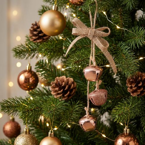 Weihnachtsglöckchen Kupfer Rosa Christbaumschmuck Ø3,5cm 3er Set | Floristik21.de