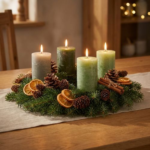 Artikel Stumpenkerzen Grün 3 Schattierungen Durchgefärbt Rustikal 70x100mm 12er Set für Dekoration und Advent