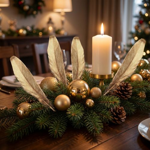 Deko Federn Gold 15-20cm Luxus Weihnachtsdeko 12er-Set für festliche Eleganz | Floristik21.de
