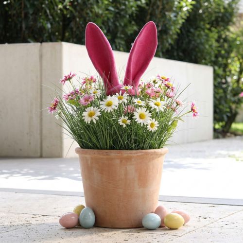 Hasen Deko Ohren Pink Osterdeko Beflockt Stab 56cm | Floristik21.de