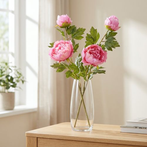 Kunstrosen Pfingstrosen Künstlich Pink L80cm 2St - Elegante Deko | Floristik21.de