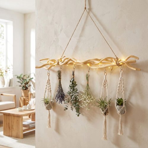 Artikel Holzbündel Hakenleiste Wanddekoration Boho Stil für vielseitige Nutzung