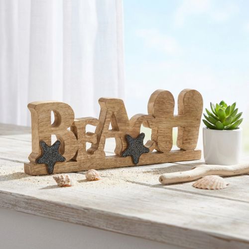 Artikel Aufsteller Schriftzug „Beach“ Maritime Deko Holz 35×12cm
