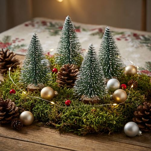Beschneite Mini Tannenbäume 8cm Set für Winter- und Weihnachtsdekoration | Floristik21.de